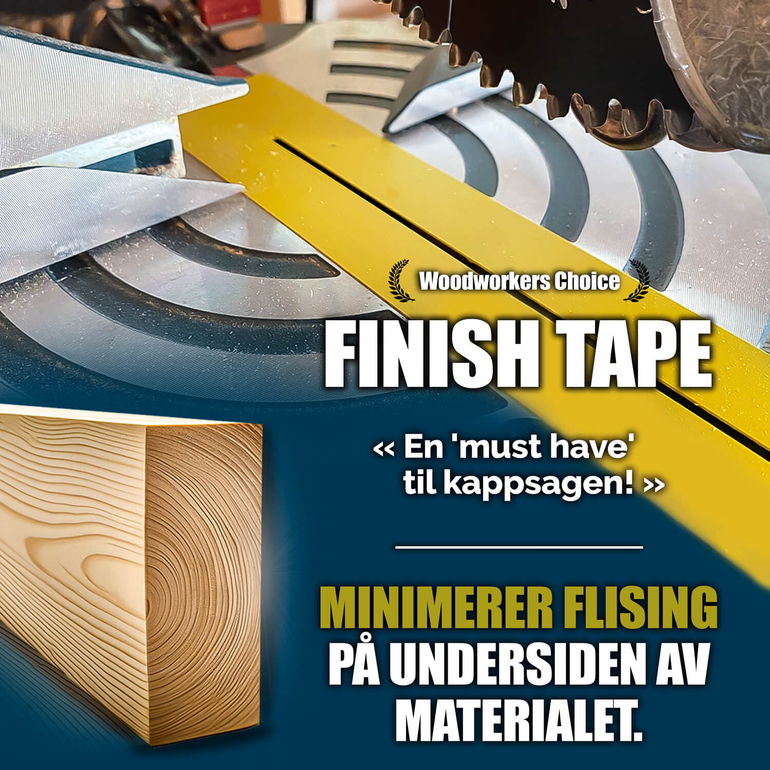 Finish Tape for Kapp/Gjærsag | Økt presisjon | Finere snittkvalitet | Redusert flising | 5 stk